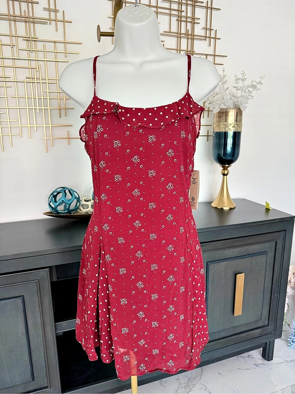 No Boundaries Polka Dot Mini Dress Floral Red